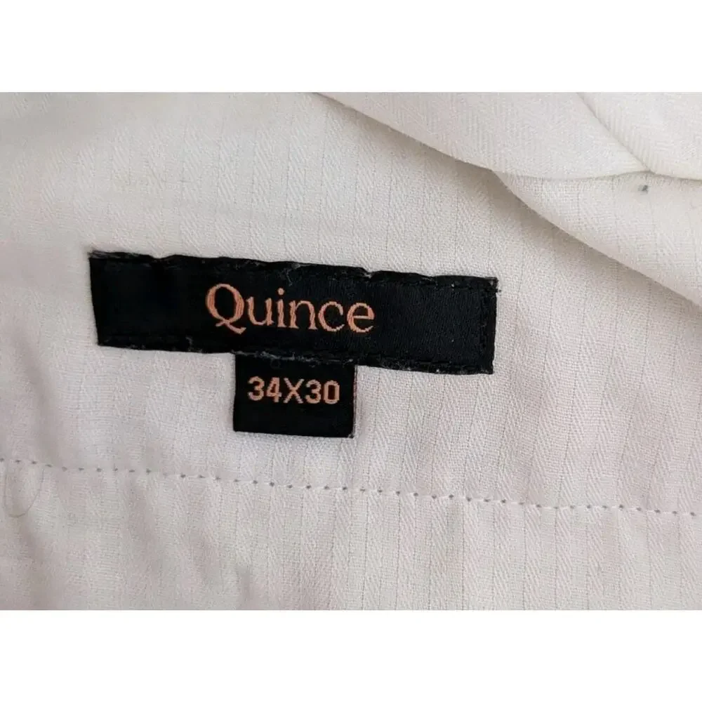 Quince Mens Linen Pants 34x30 Beige Linen Straight Leg Trouser Sustainable